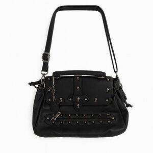 MC Collection Black Skull Studded Shoulder Bag | Gothic Chic Rocker Style